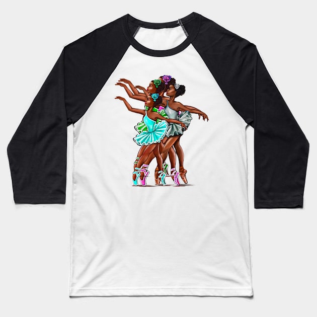 African American, Black ballerina girls with corn rows ballet dancing 10 ! black girl with Afro hair and dark brown skin wearing a green tutu. Love Ballet Baseball T-Shirt by Artonmytee